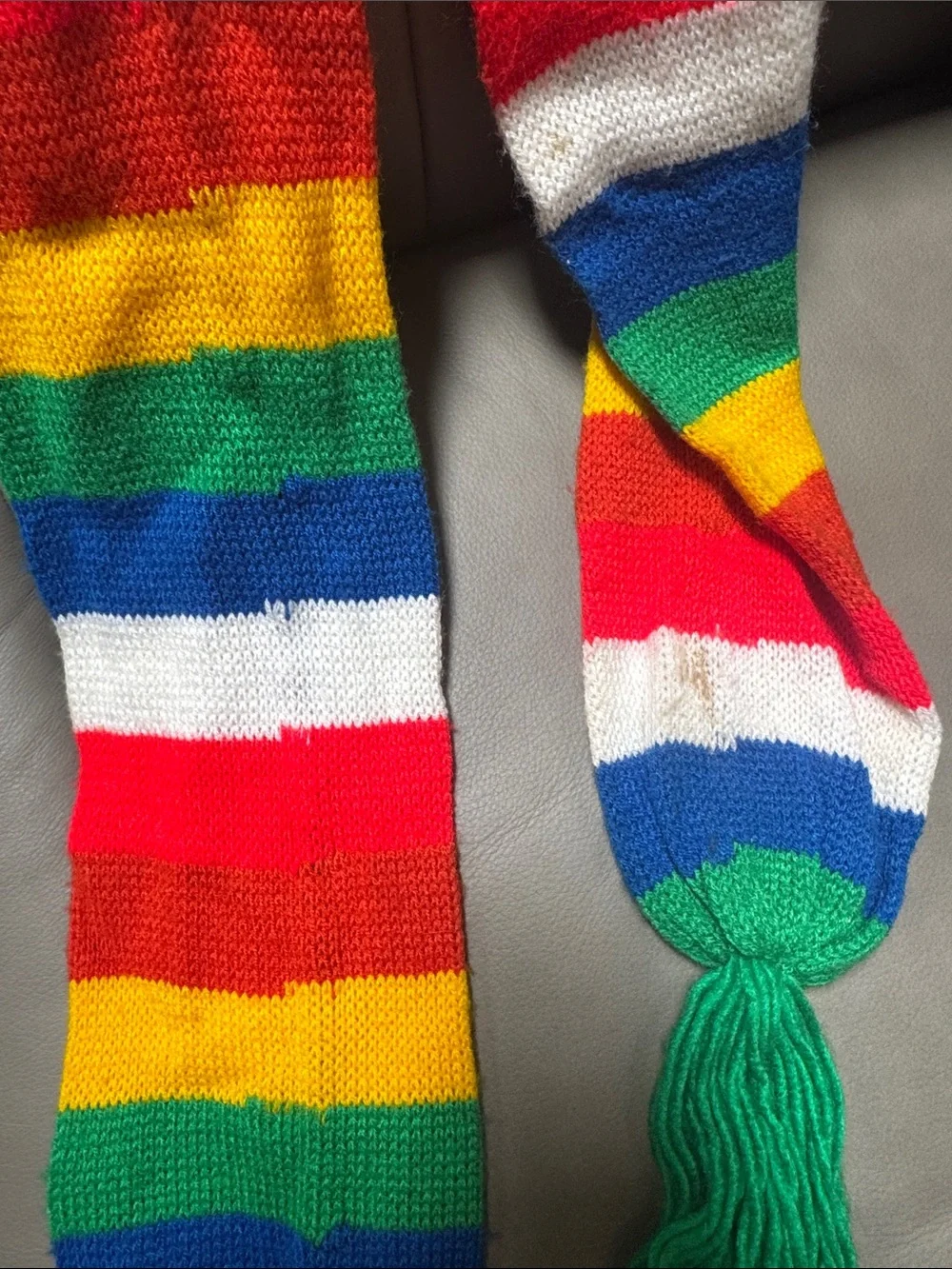 Kids Rainbow  Snake Knit Scarf - Green Multicolor